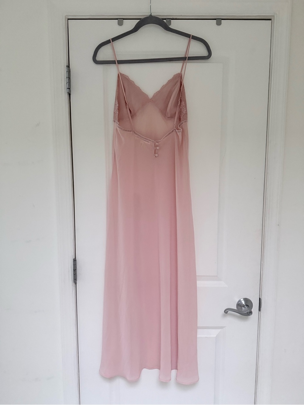 Vintage Victoria’s Secret Maxi Nightgown Small Pink Lace High Slit Low Back Y2K - Picture 4 of 6